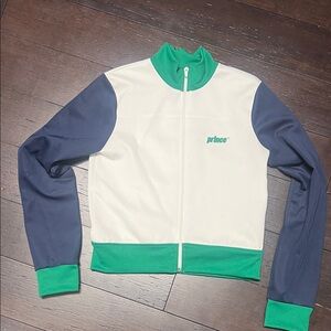 Zara Green and Blue Women's zip-up top